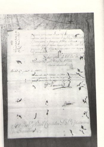 X - Carta de Jos de Amenbar, escrita en una hoja sin letras de agua, dirigida al Seor Provisor y Vicario Capitular de Buenos Aires Don Mariano de Zavaleta en 1823, con providencia de dicha curia al dorso.