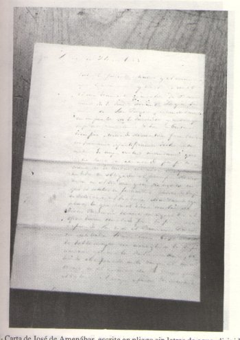 XIII - Carta de Jos de Amenbar, escrita en pliego sin letras de agua, dirigida al Obispo de Buenos Aires en 1835, con providencia de dicha curia en la ltima pgina.