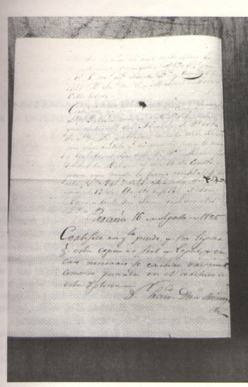 XV - Copia realizada en Agosto de 1835 en Paran, autenticada por el 
